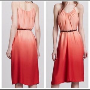 Joie red coral sherleen silk ombré dress